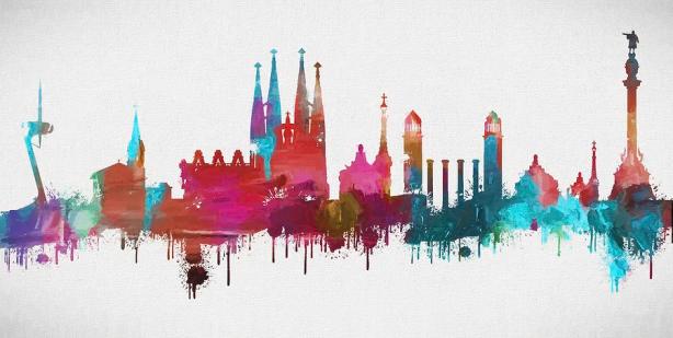 colorful-barcelona-skyline-silhouette-dan-sproul